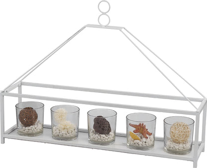 Diyas Home (DH) Athena 4 Candle Holder Large White/Clear Glass Art