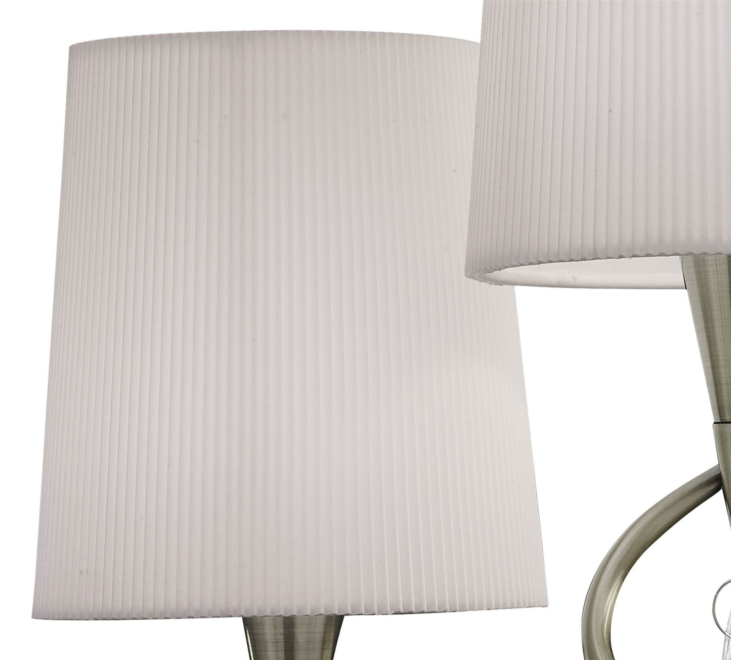 Mantra Mara Table Lamp 2 Light E14, Antique Brass with Ivory White Shades