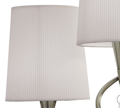 Mantra Mara Table Lamp 2 Light E14, Antique Brass with Ivory White Shades