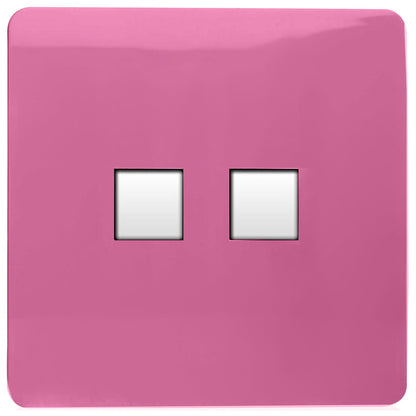 Trendi Artistic Modern Glossy Tactile 2 Gang Telephone Socket Pink