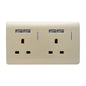 Trendi 2 Gang  13 Amp 4 x 2.1mA USB Switched Plug Socket Gold ART-SKT213USBGO
