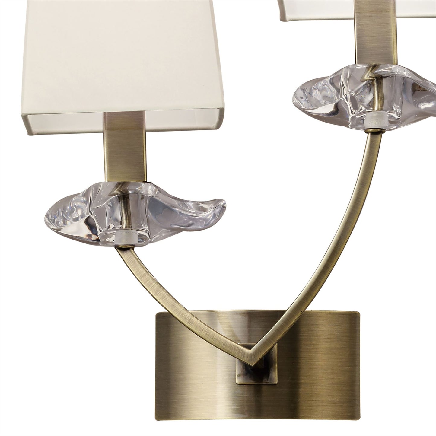 Mantra Akira Wall Light Switched 2 Light E14, Antique Brass with Cream Shades
