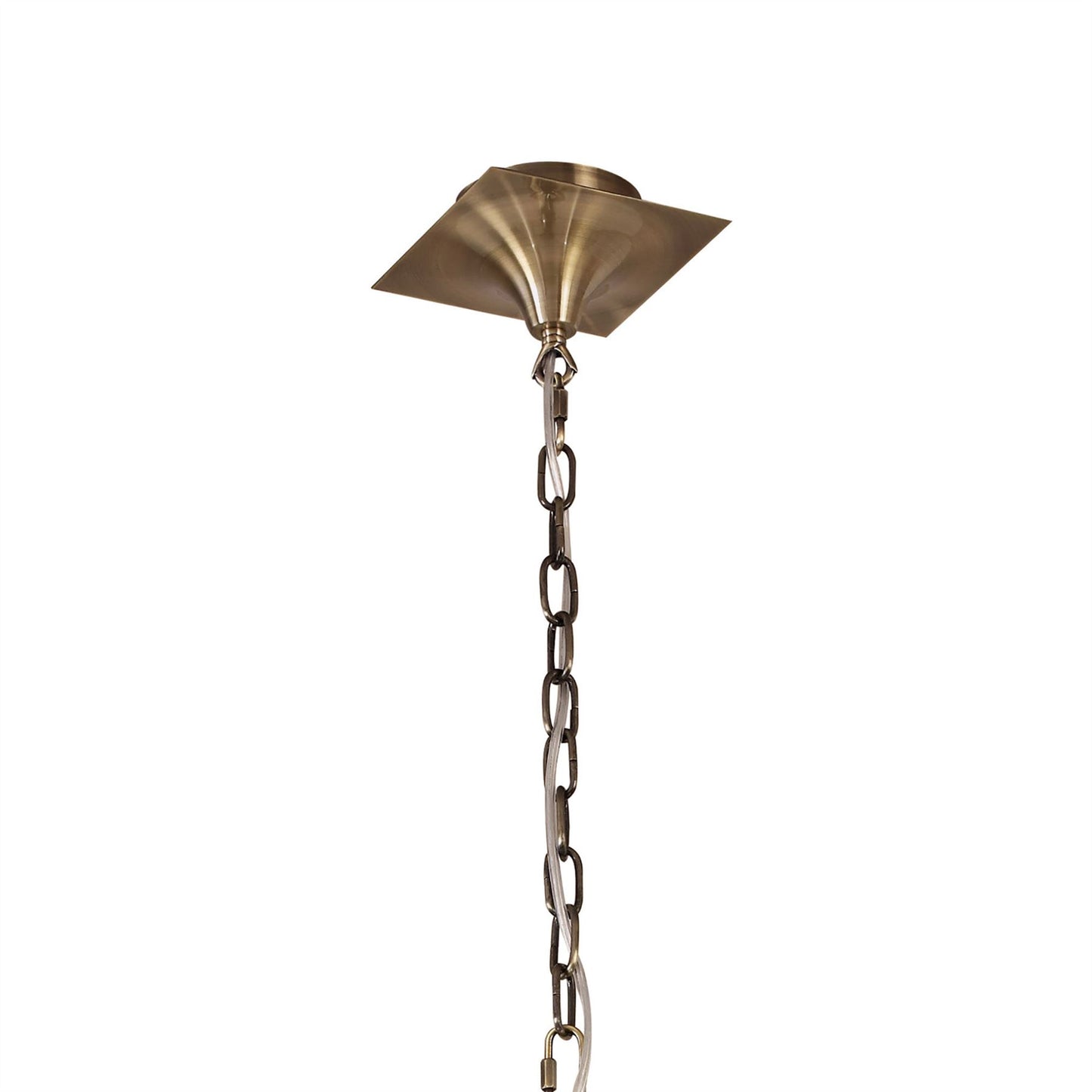 Mantra Akira 90cm Pendant 2 Tier 12 Light E14, Antique Brass with Cream Shades