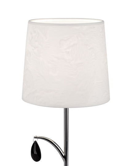 Mantra M6319 Andrea Table Lamp 45cm, 1 x E14 (Max 20W), Polished Chrome, White Shades, Black Crystal Droplets
