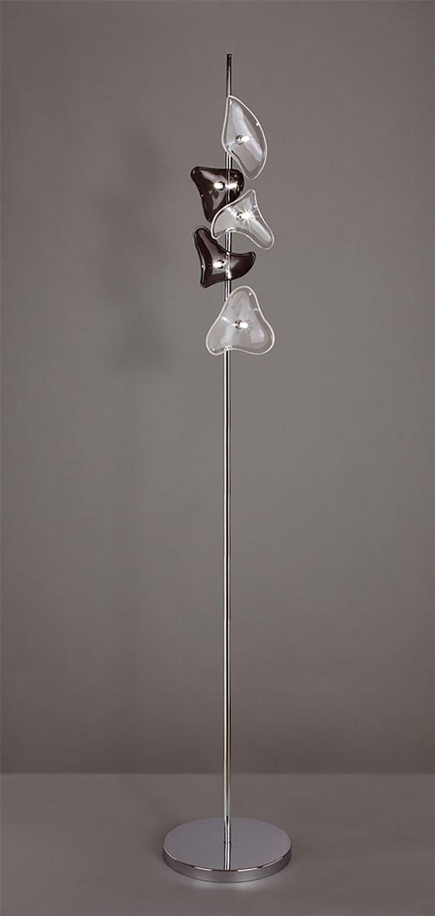 Mantra Otto Floor Lamp 5 Light G4, Polished Chrome/Frosted Glass/Black Glass, NOT LED/CFL Compatible