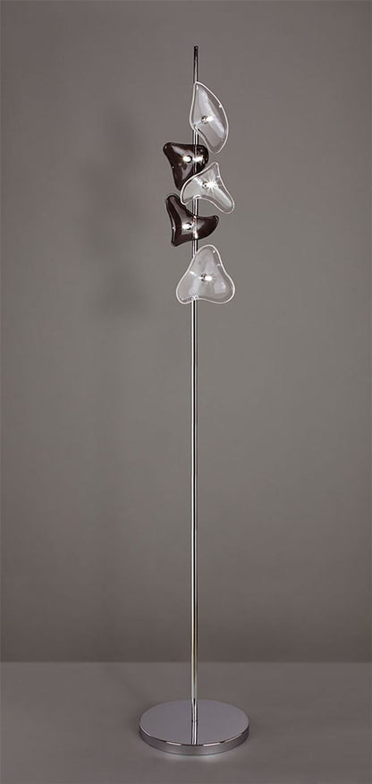 Mantra Otto Floor Lamp 5 Light G4, Polished Chrome/Frosted Glass/Black Glass, NOT LED/CFL Compatible