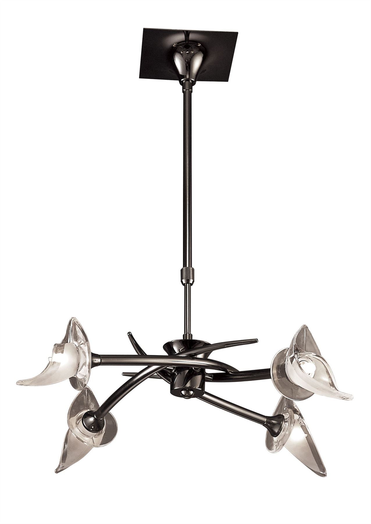 Mantra Flavia 54cm Telescopic Pendant Convertible To Semi Flush Round 4 Light G9, Black Chrome