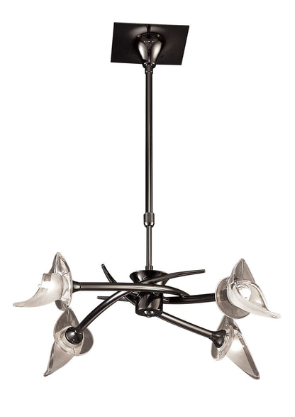Mantra Flavia 54cm Telescopic Pendant Convertible To Semi Flush Round 4 Light G9, Black Chrome