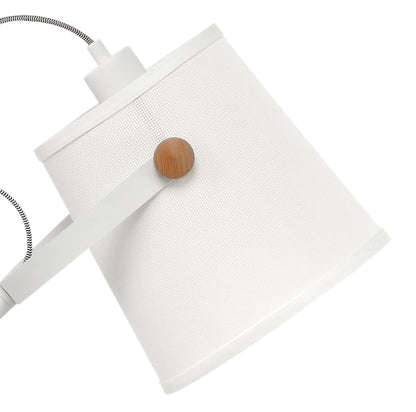 Mantra M4920 Nordica Floor Lamp with White Shade 1 Light E27, Matt White/Beech with Ivory White Shade