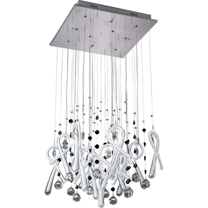 Diyas Class  Square 10 Light G4 Polished Chrome/White Glass/Crystal, NOT LED/CFL Compatible Ceiling Pendant Light Fitting