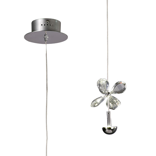 Diyas Aviva 12cm  1 Light 4000K LED Polished Chrome/Crystal Ceiling Pendant Light Fitting