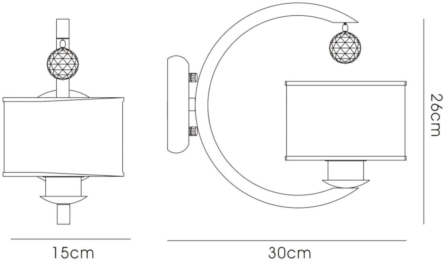 Diyas Lincoln Wall Light 1 Light E27 Satin Nickel/Glass/Crystal