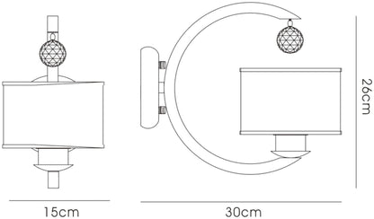 Diyas Lincoln Wall Light 1 Light E27 Satin Nickel/Glass/Crystal
