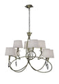 Mantra Mara 100cm Pendant 2 Tier 8 Light E14, Antique Brass with Ivory White Shades