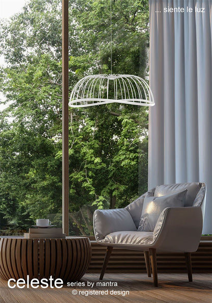 Mantra Celeste Pendant 81cm Round, 40W LED, 3000K, 2800lm, White, 3yrs Warranty