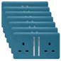 Trendi 2 Gang Artistic Modern Glossy 13 Amp Switched Plug Socket Ocean Blue (7 Pack)