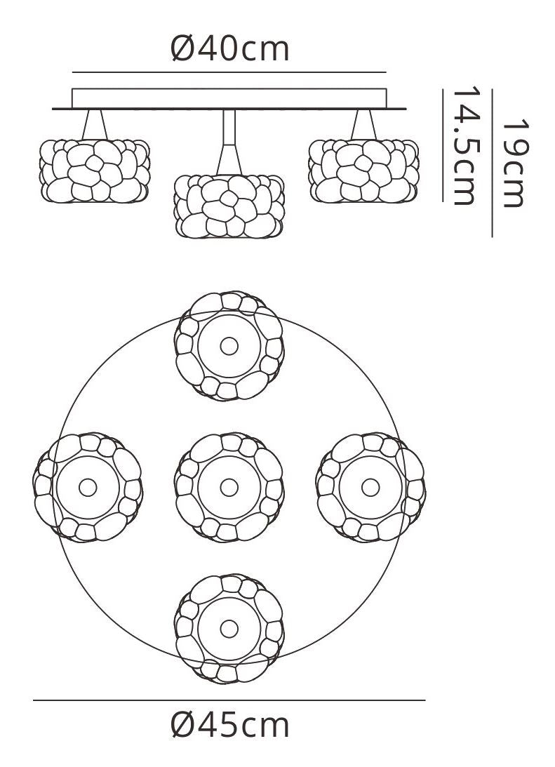 Mantra M3924 O2 Ceiling 5 Light G9, Polished Chrome