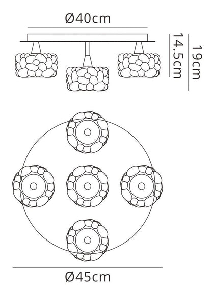 Mantra M3924 O2 Ceiling 5 Light G9, Polished Chrome