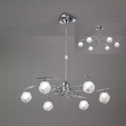 Mantra M0801 Fragma Telescopic Semi Flush Convertible 6 Light G9, Polished Chrome