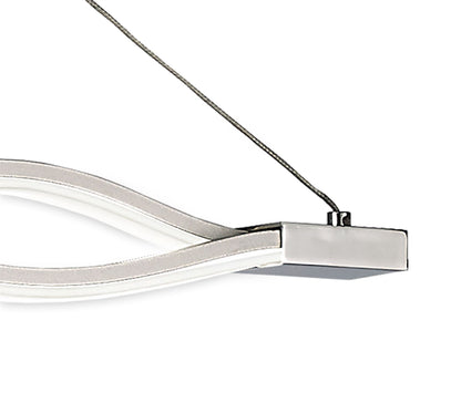 Mantra M5815 Sahara XL Linear Pendant 42W LED 3000K, 3400lm, Dimmable Silver, Frosted Acrylic, Polished Chrome, 3yrs Warranty