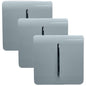 Trendi 1 Gang 2 Way 240V Screwless Artistic Modern Glossy 10 Amp Chrome Rocker Electrical Wall Light Switch in Cool Grey (3 pack)