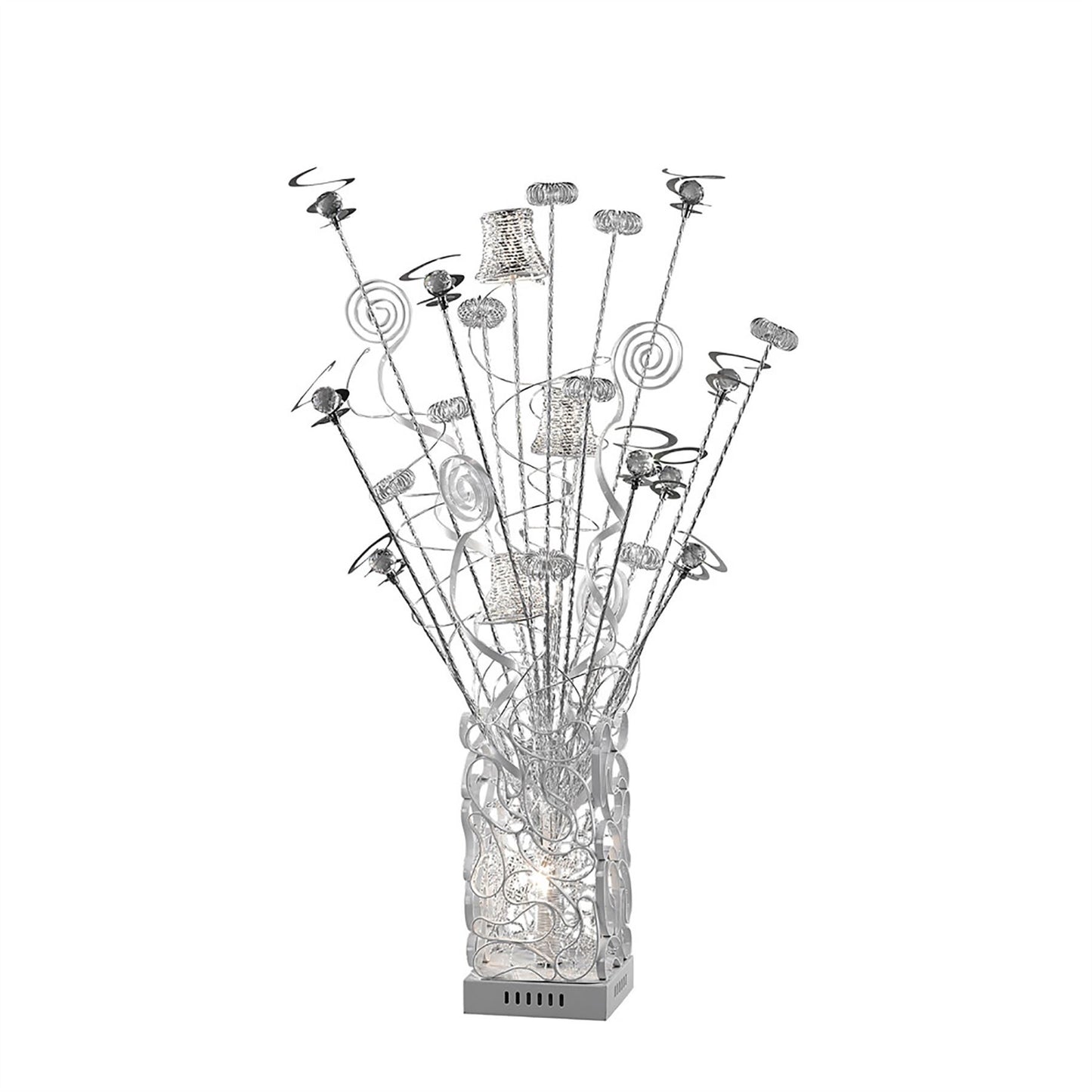 Diyas Home Koil Aluminium (DH) Koil Crystal Table Lamp 4 Light G4 Aluminium/White, NOT LED/CFL Compatible