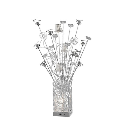 Diyas Home Koil Aluminium (DH) Koil Crystal Table Lamp 4 Light G4 Aluminium/White, NOT LED/CFL Compatible