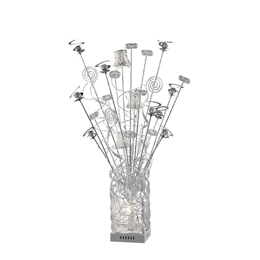 Diyas Home Koil Aluminium (DH) Koil Crystal Table Lamp 4 Light G4 Aluminium/White, NOT LED/CFL Compatible