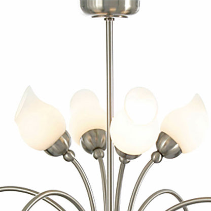 Diyas Rimini 61cm  8 Light G9 Satin Chrome/Opal Glass Ceiling Pendant Light Fitting