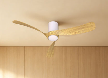 Nemo M 1.2m 24W LED Dimmable Ceiling Light With Built-In 32W DC Fan, 2700-5000K Remote Control, 3200lm, White/Wood, 5yrs Warranty