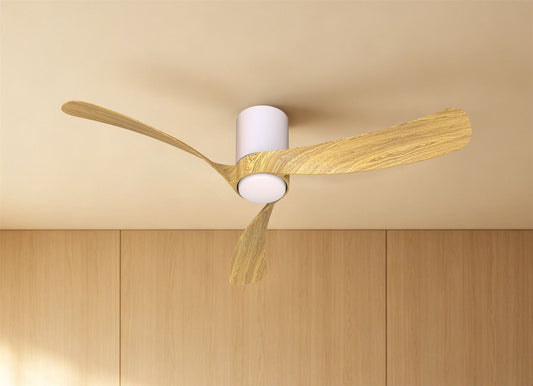 Nemo M 1.2m 24W LED Dimmable Ceiling Light With Built-In 32W DC Fan, 2700-5000K Remote Control, 3200lm, White/Wood, 5yrs Warranty