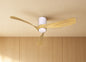 Nemo M 1.2m 24W LED Dimmable Ceiling Light With Built-In 32W DC Fan, 2700-5000K Remote Control, 3200lm, White/Wood, 5yrs Warranty