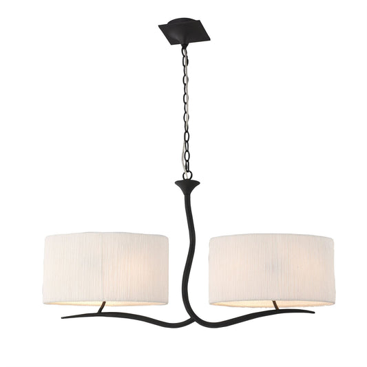 Mantra M1150 Eve Linear Pendant 2 Arm 4 Light E27, Anthracite with White Oval Shades
