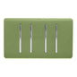 Trendi 4 Gang (2 Way & 1x Intermediate) Glossy 10 Amp Rocker Light Switch Moss Green