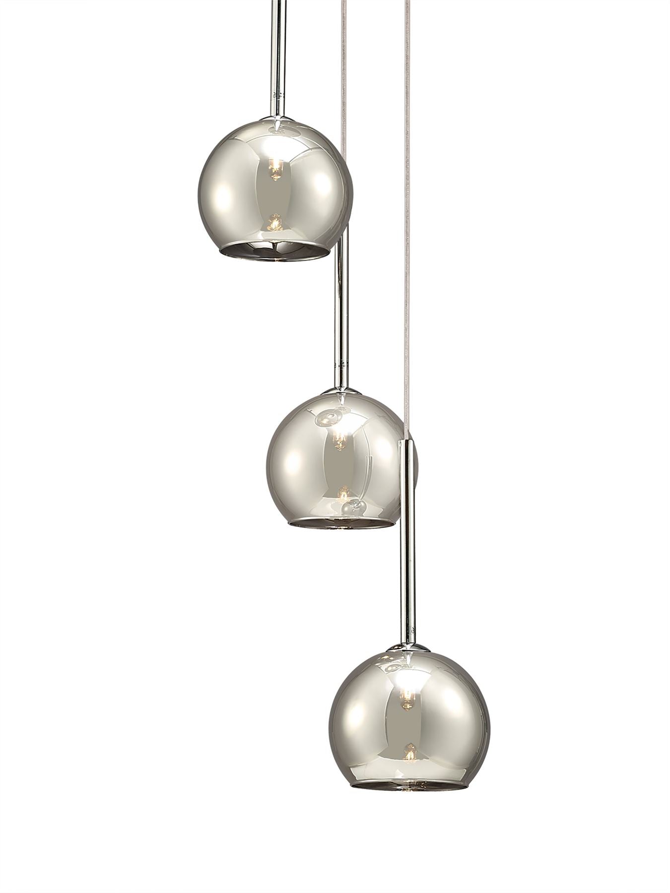 Deco Regina Pendant 3 Light G9 Polished Chrome/Smoke Glass