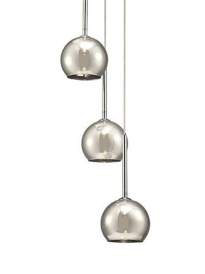 Deco Regina Pendant 3 Light G9 Polished Chrome/Smoke Glass