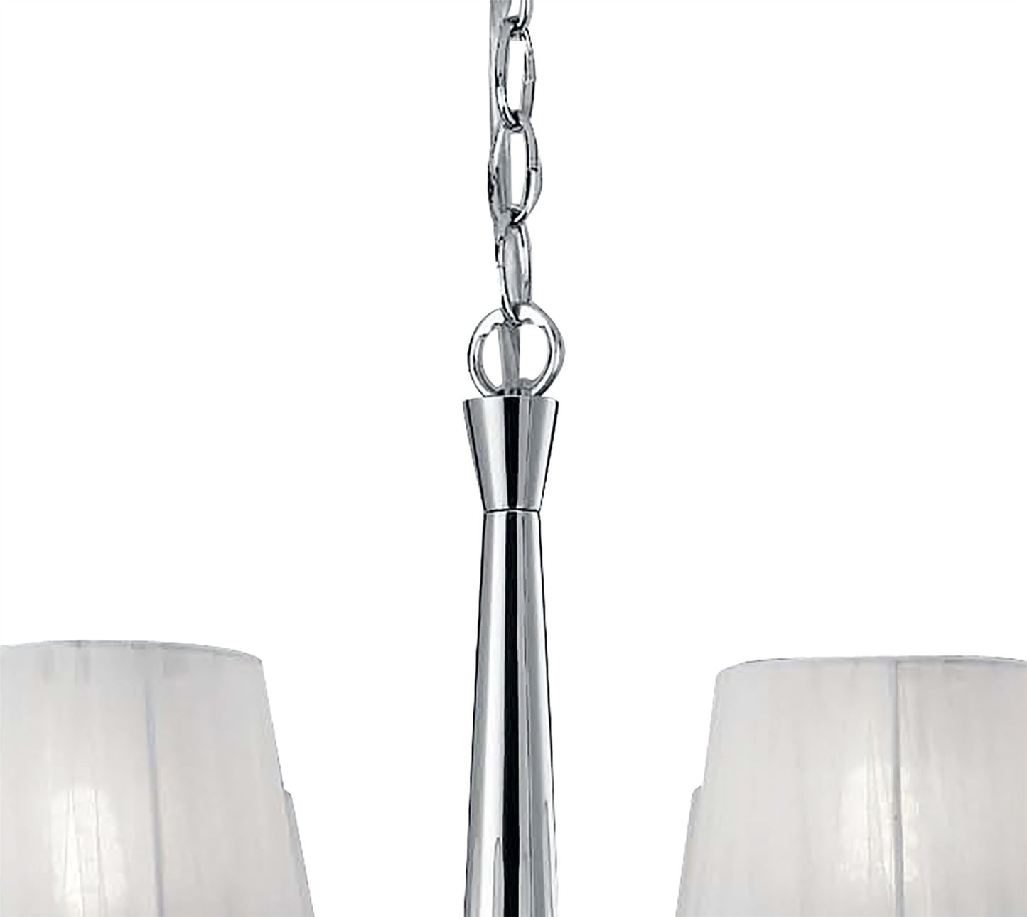 Mantra M3851 Tiffany Pendant 6+6 Light E14+G9, Polished Chrome with White Shades & Clear Crystal