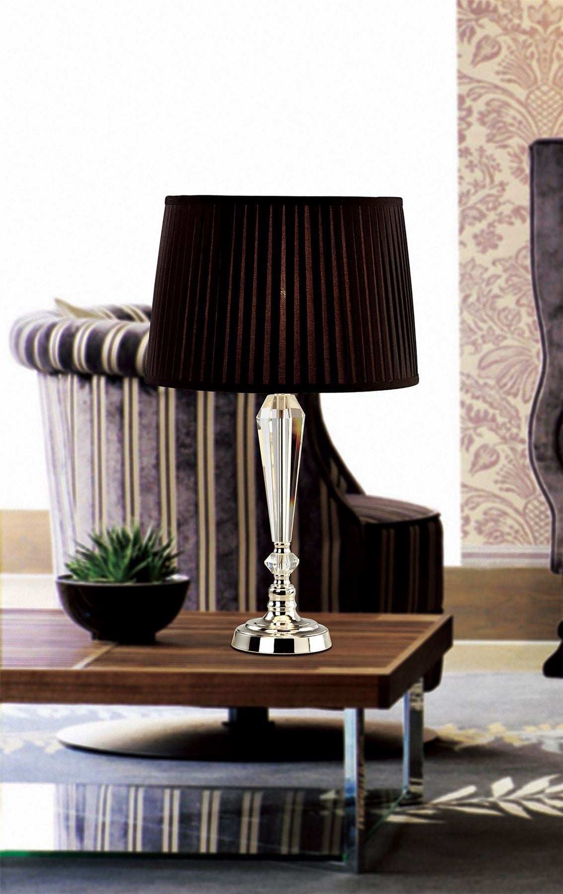 Diyas Freya Crystal Table Lamp WITHOUT SHADE 1 Light E27 Silver Finish