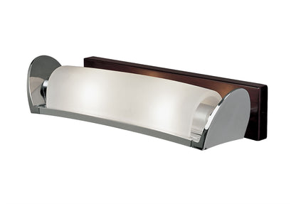 Mantra Zira Wall Light 2 Light G9, Polished Chrome/Frosted White Glass/Wenge