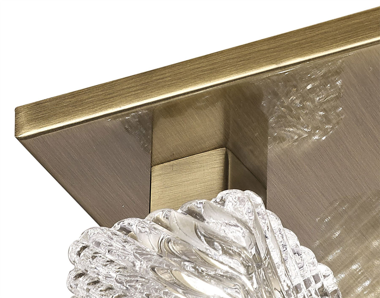 Deco Accor Ceiling Flush 5 Light G9, 230mm Square, Antique Brass/Clear Glass