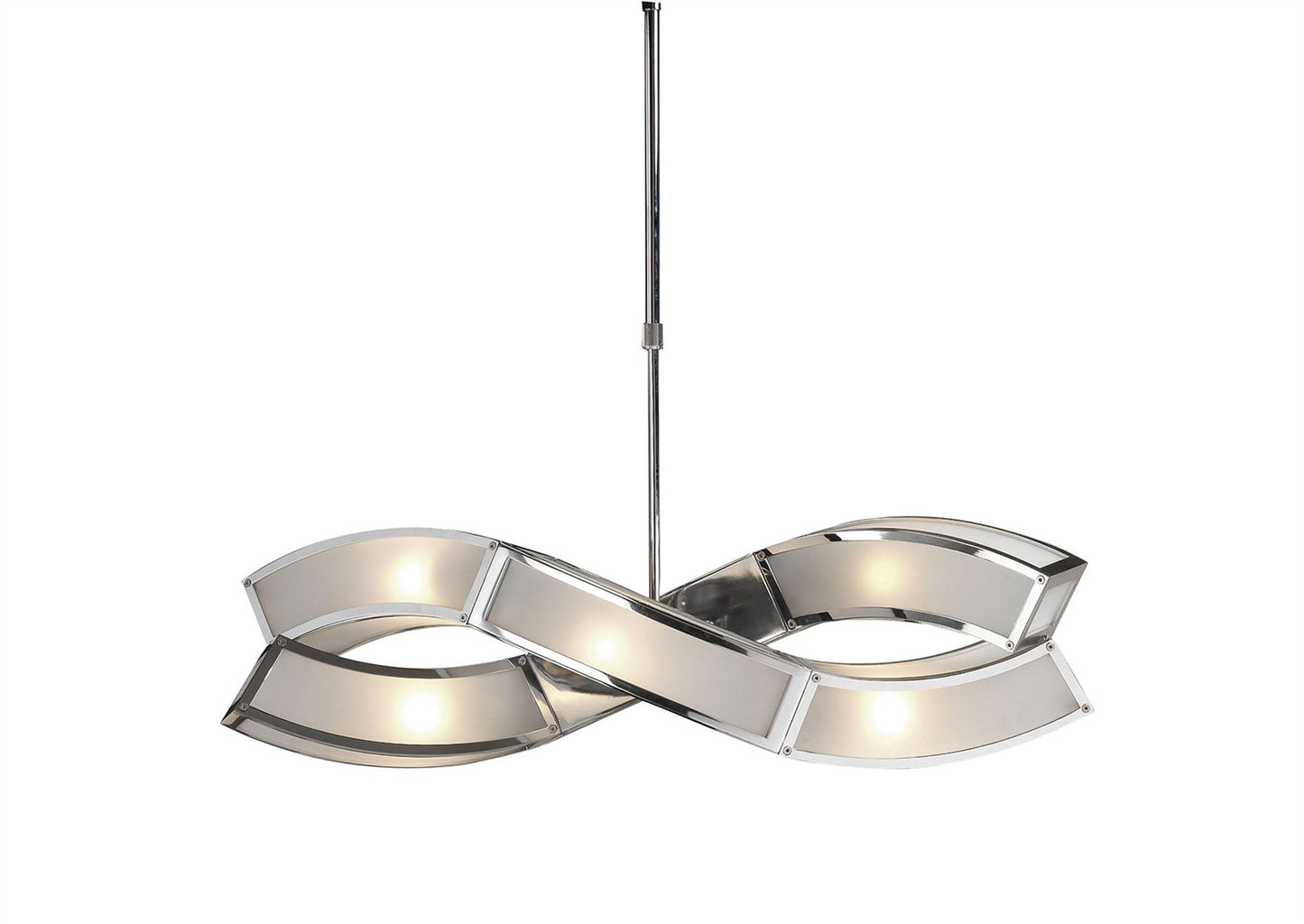 Mantra M0388 Duna E27 Rectangular Pendant 2 Arm 6 Light E27, Polished Chrome/White Acrylic