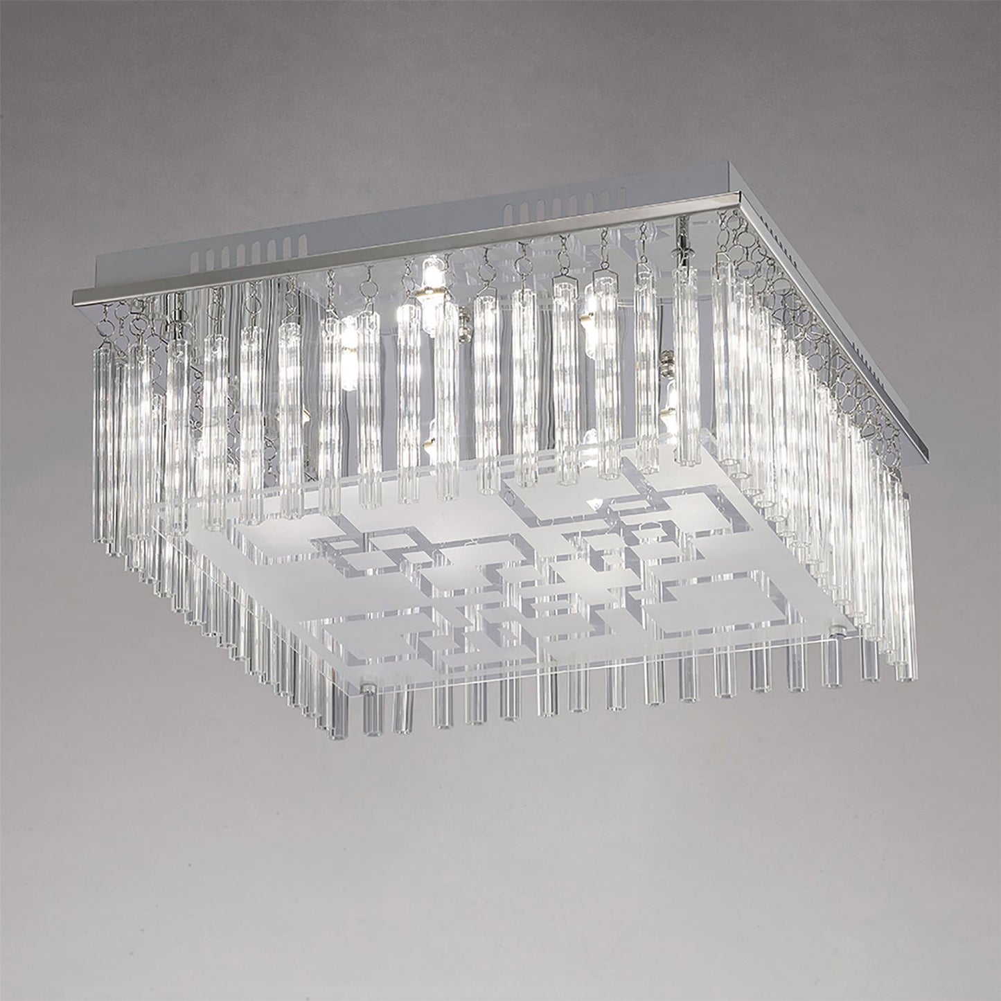 Diyas Capella Square Flush  8 Light G9 Polished Chrome/Glass Ceiling Light Fitting