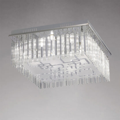 Diyas Capella Square Flush  8 Light G9 Polished Chrome/Glass Ceiling Light Fitting