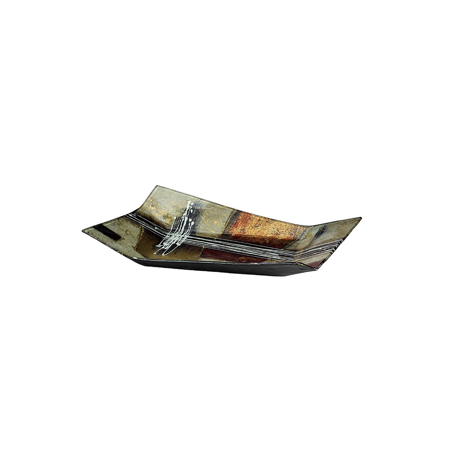 Diyas Home (DH) Aleta Glass Art 14 Inch Platter Multi-Colour Glitter
