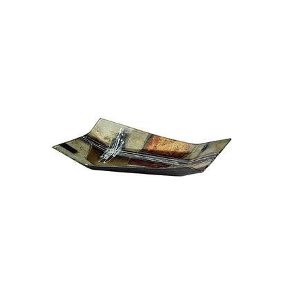 Diyas Home (DH) Aleta Glass Art 14 Inch Platter Multi-Colour Glitter