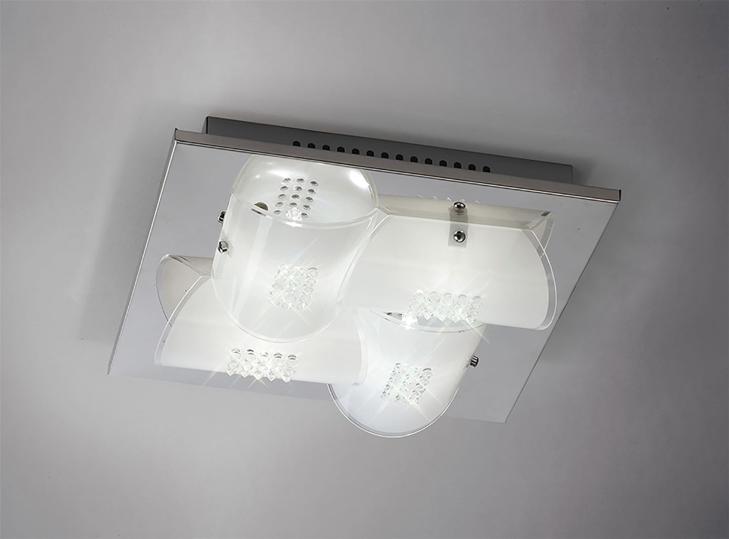 Diyas Starlis Square Flush  4 Light G9 Polished Chrome/Glass/Crystal Ceiling Light Fitting