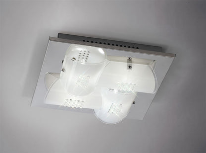 Diyas Starlis Square Flush  4 Light G9 Polished Chrome/Glass/Crystal Ceiling Light Fitting