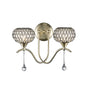 Diyas Chelsie Wall Light 2 Light G9 Antique Brass/Clear Beaded Glass