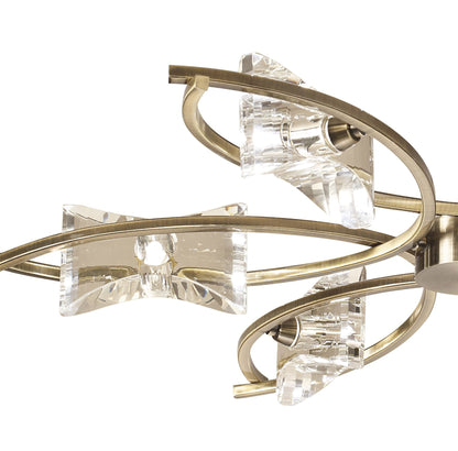 Mantra Kromo 79cm Telescopic Convertible To Semi Flush 6 Light G9, Antique Brass