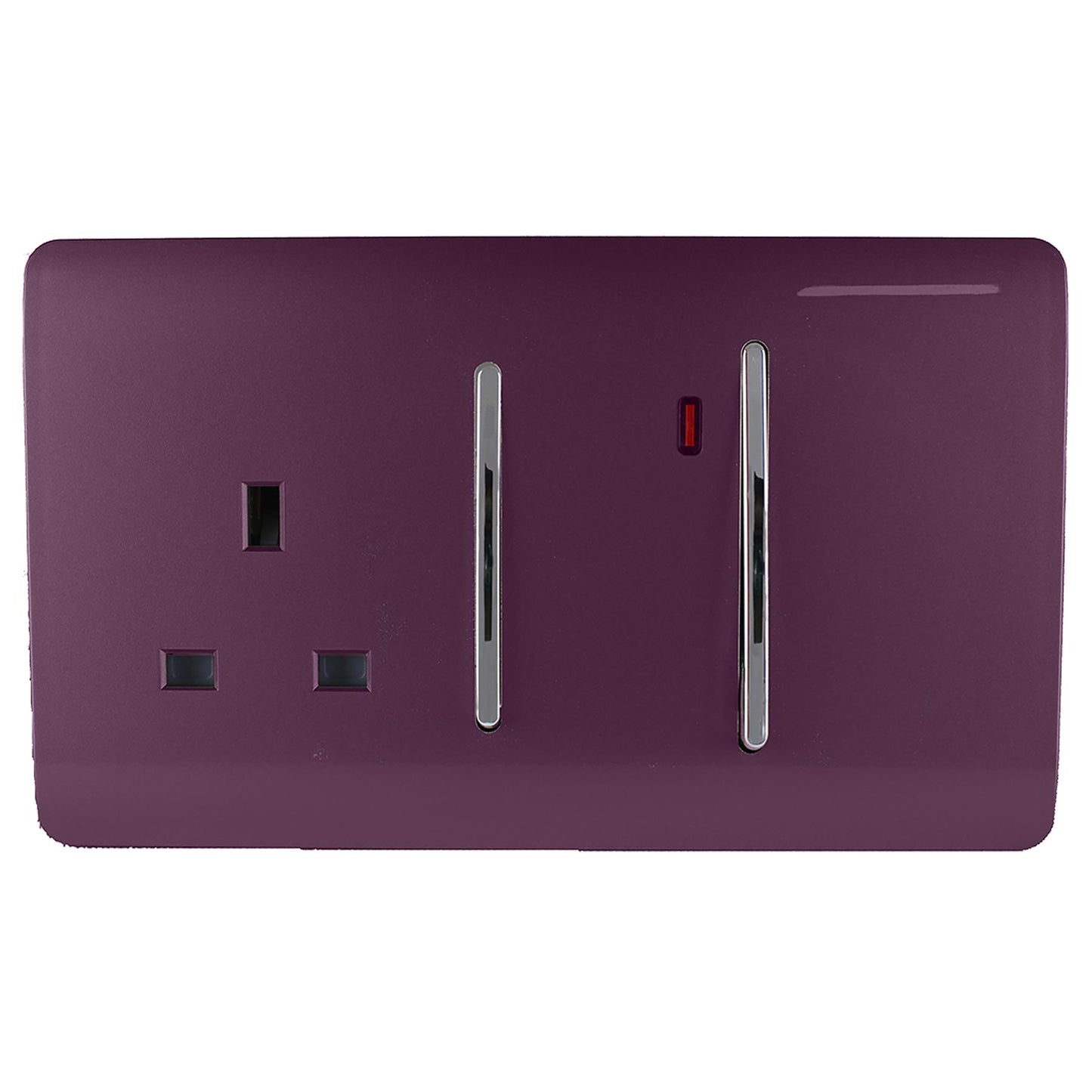 Trendi Artistic Modern Glossy 45 A Cooker Switch & Plug Socket Inc Neon Insert Plum